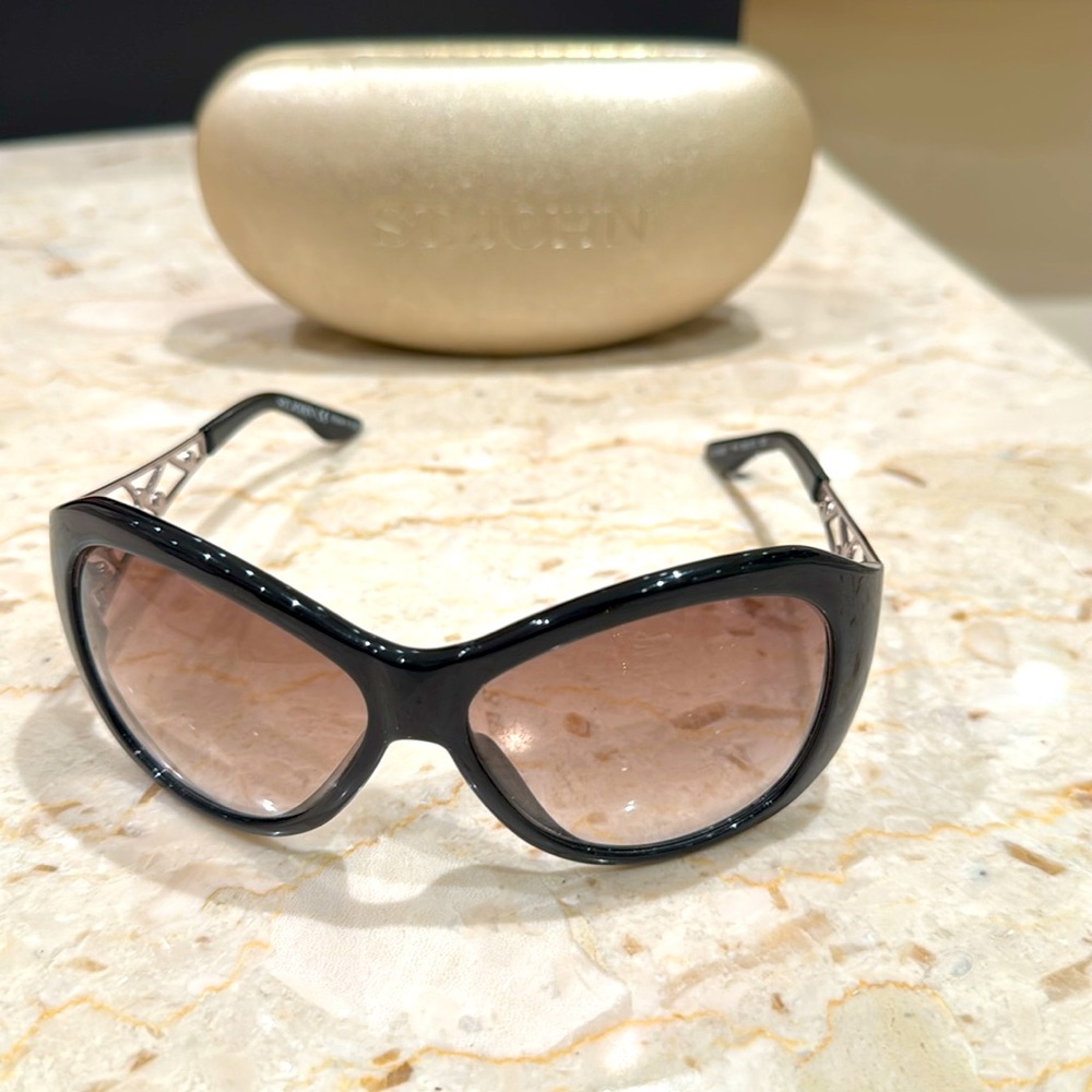 St. John Black Sunglasses with Gold Case